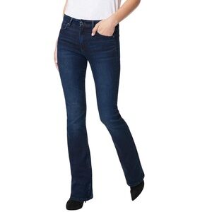 Joe's Icon Mid Rise Boot Cut Denim Jeans Clean Hem Dark Blue Lisa Wash Size 32